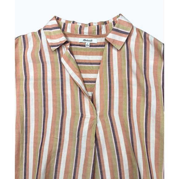 Madewell Womens Courier Striped Button-Back Oversized Shirt Multicolor Large - Picture 10 of 14